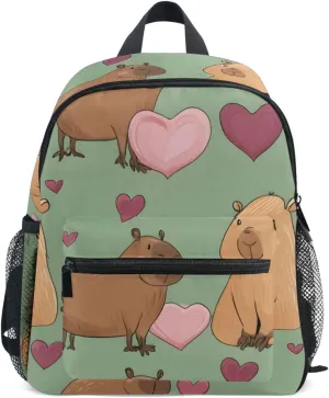 Bolaz Upgraded Backpack for School Teenagers Girls Boys-Pink Heart Capybara Pattern,Travel Bag with Chest Buckle and Whistle