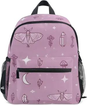 Bolaz Upgraded Backpack for School Teenagers Girls Boys-Pink Moth Crystal Pattern,Travel Bag with Chest Buckle and Whistle