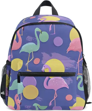 Bolaz Upgraded Backpack for School Teenagers Girls Boys-Purple Cartoon Flamingo Pattern,Travel Bag with Chest Buckle and Whistle