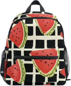 Bolaz Upgraded Backpack for School Teenagers Girls Boys-Watermelon Grid Background Pattern,Travel Bag with Chest Buckle and Whistle