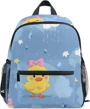 Bolaz Upgraded Backpack for School Teenagers Girls Boys-Yellow Duck Rain Pattern,Travel Bag with Chest Buckle and Whistle