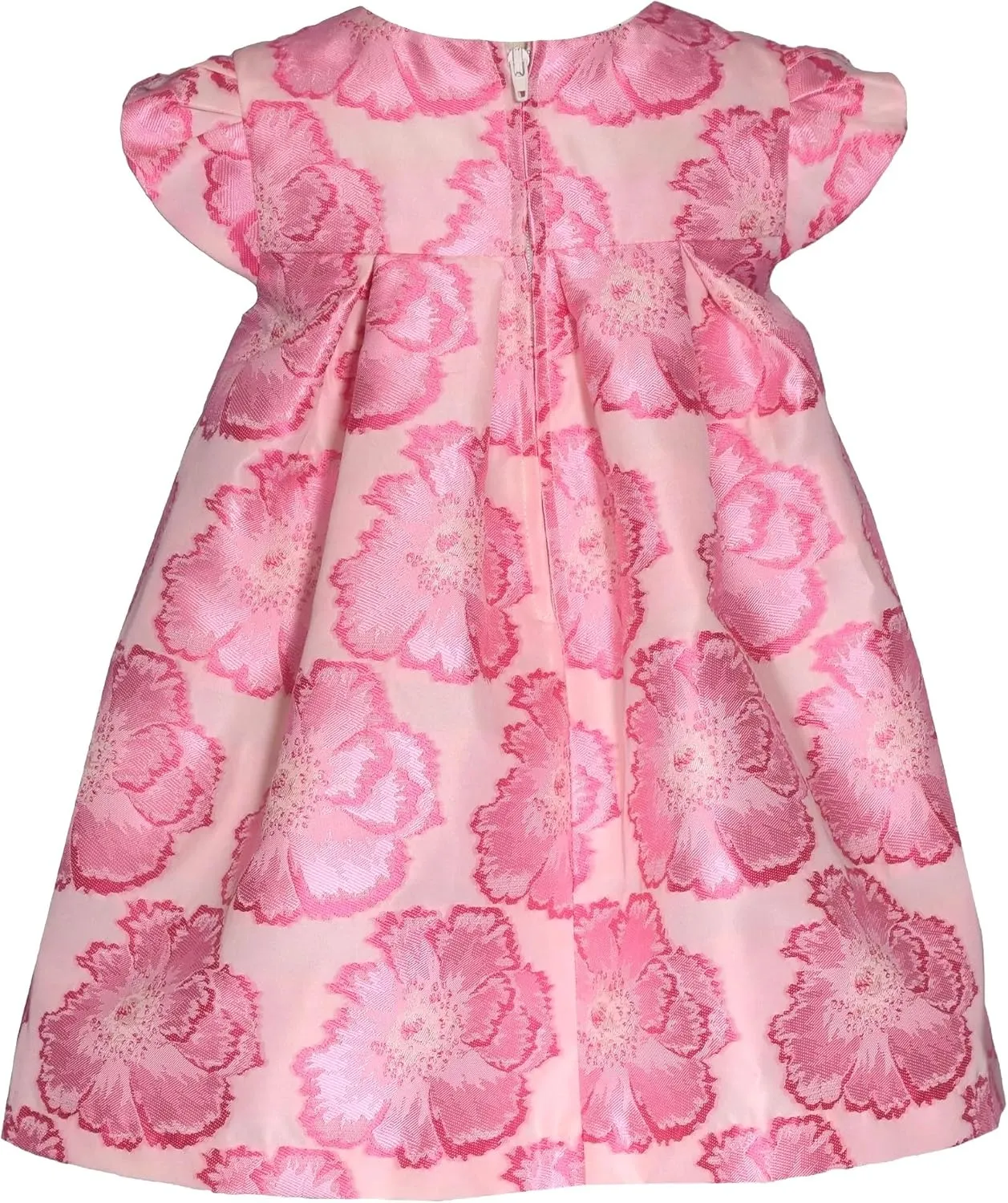 Bonnie Jean Girls 3M-16 Pink Floral Jacquard Organza Bow Front Dress