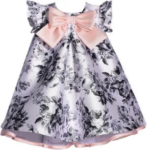 Bonnie Jean Girls 3M-4T Bow Front Pleated Trapeze Special Occasion Dress