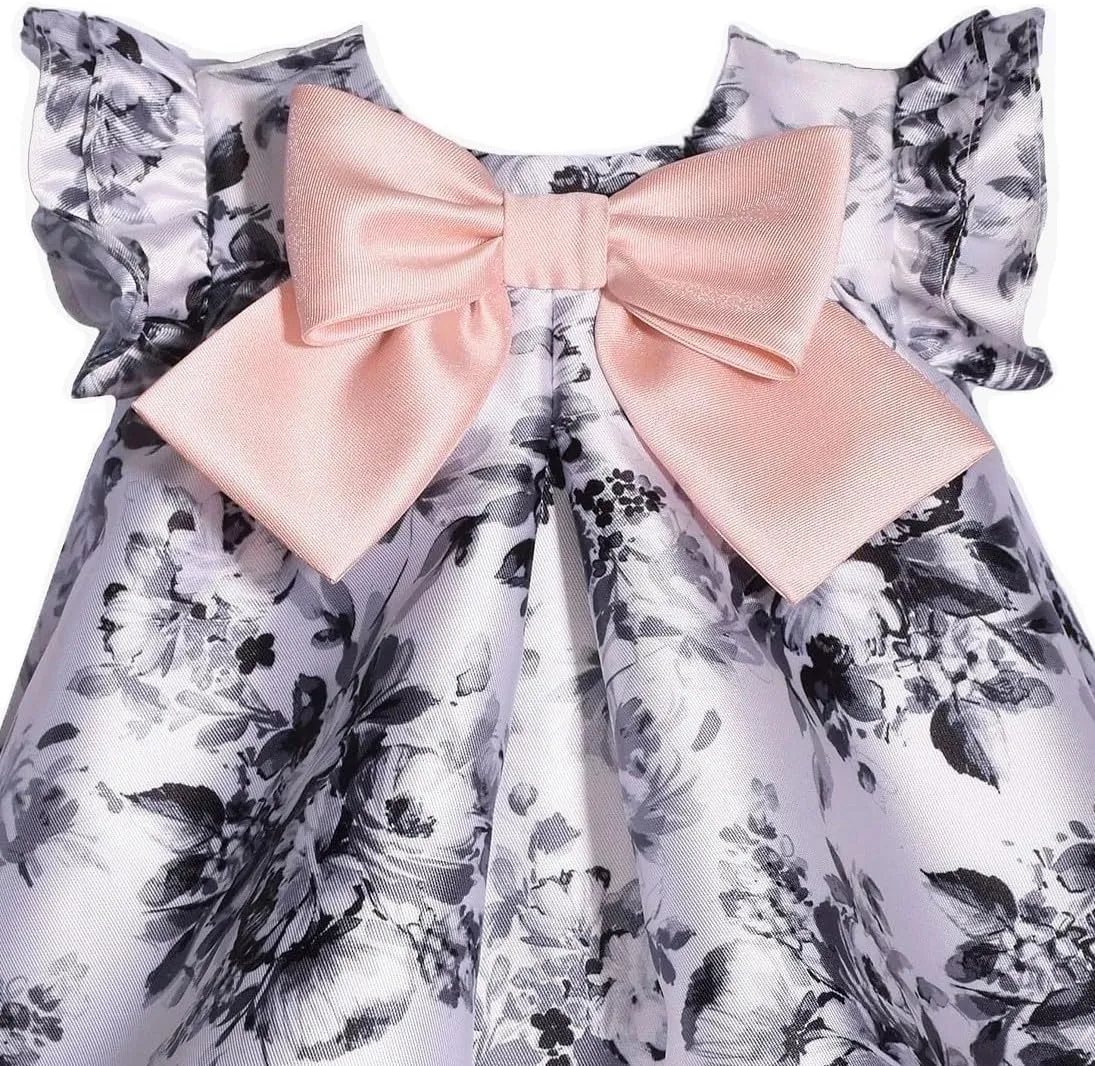 Bonnie Jean Girls 3M-4T Bow Front Pleated Trapeze Special Occasion Dress