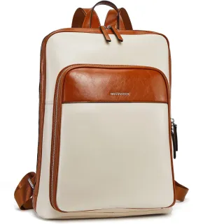 BOSTANTEN Leather Laptop Backpack for Women 15.6 inch Computer Bag Travel Work Daypack Large Size Bag