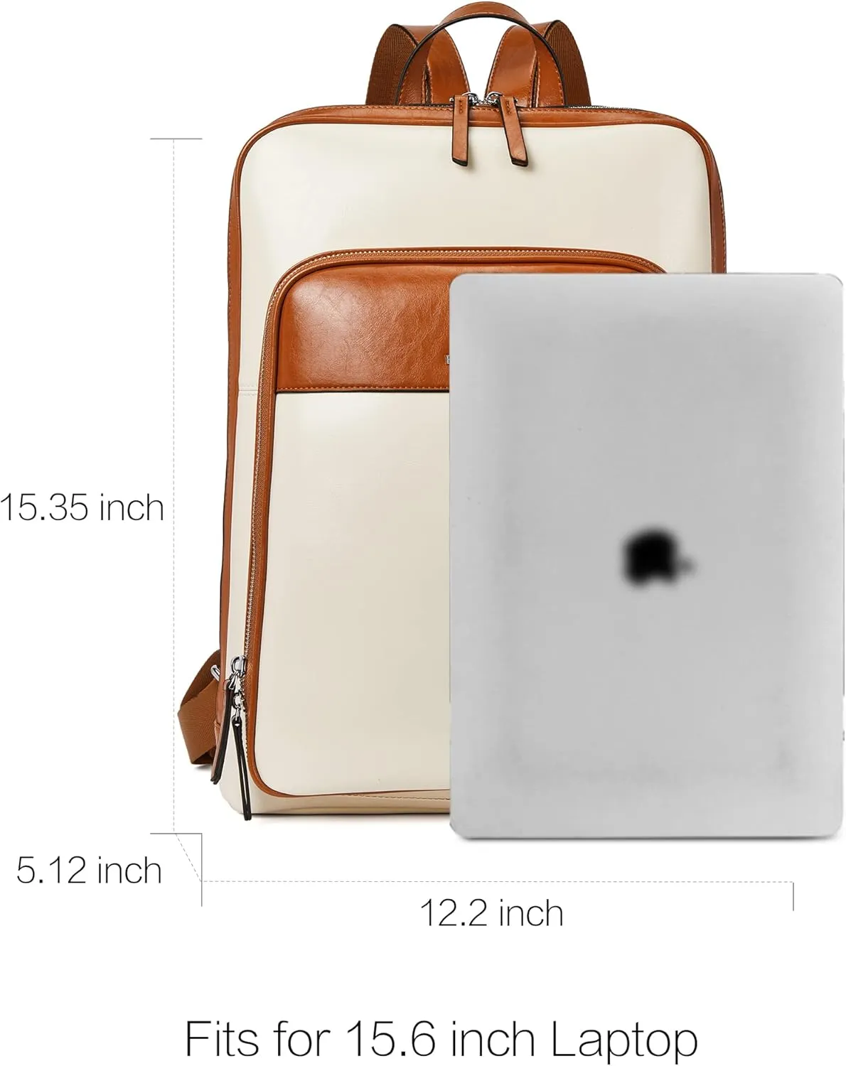 BOSTANTEN Leather Laptop Backpack for Women 15.6 inch Computer Bag Travel Work Daypack Large Size Bag