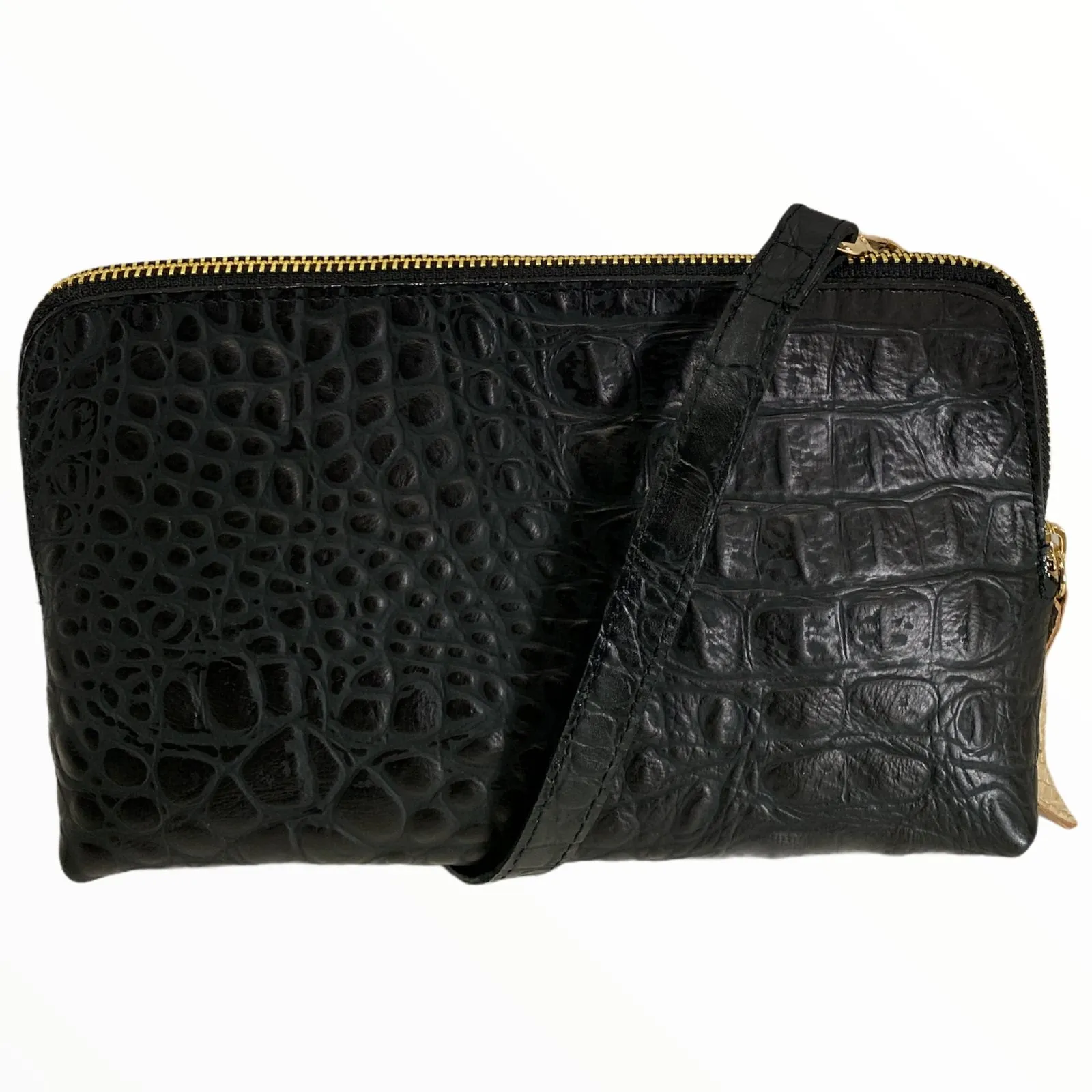 Box XL. Black leather crossbody bag.