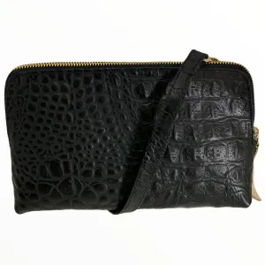 Box XL. Black leather crossbody bag.