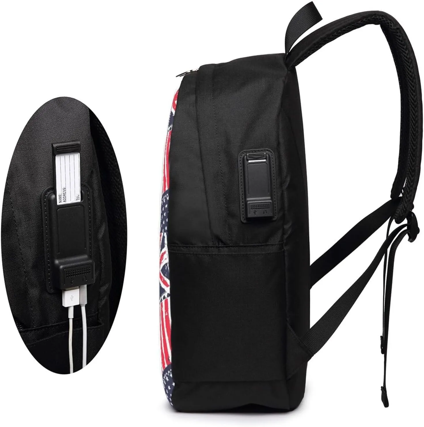 British England UK English American Flag Laptop Backpacks Travel Backpack Casual Business Daypack Sport Rucksack Computer Bag Fits up to 17 Inch Notebook with USB Port