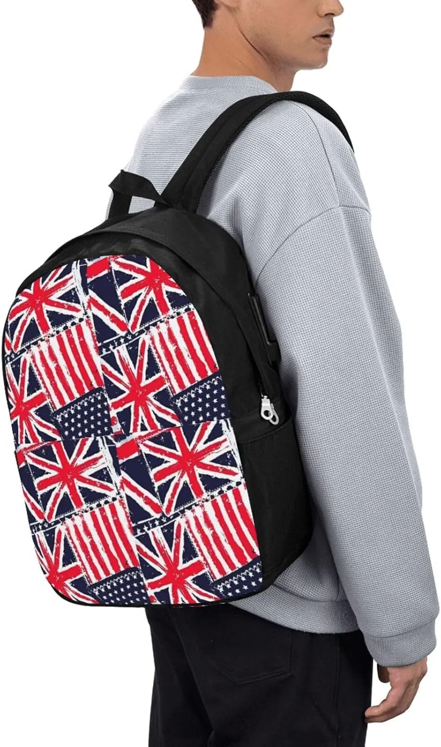 British England UK English American Flag Laptop Backpacks Travel Backpack Casual Business Daypack Sport Rucksack Computer Bag Fits up to 17 Inch Notebook with USB Port