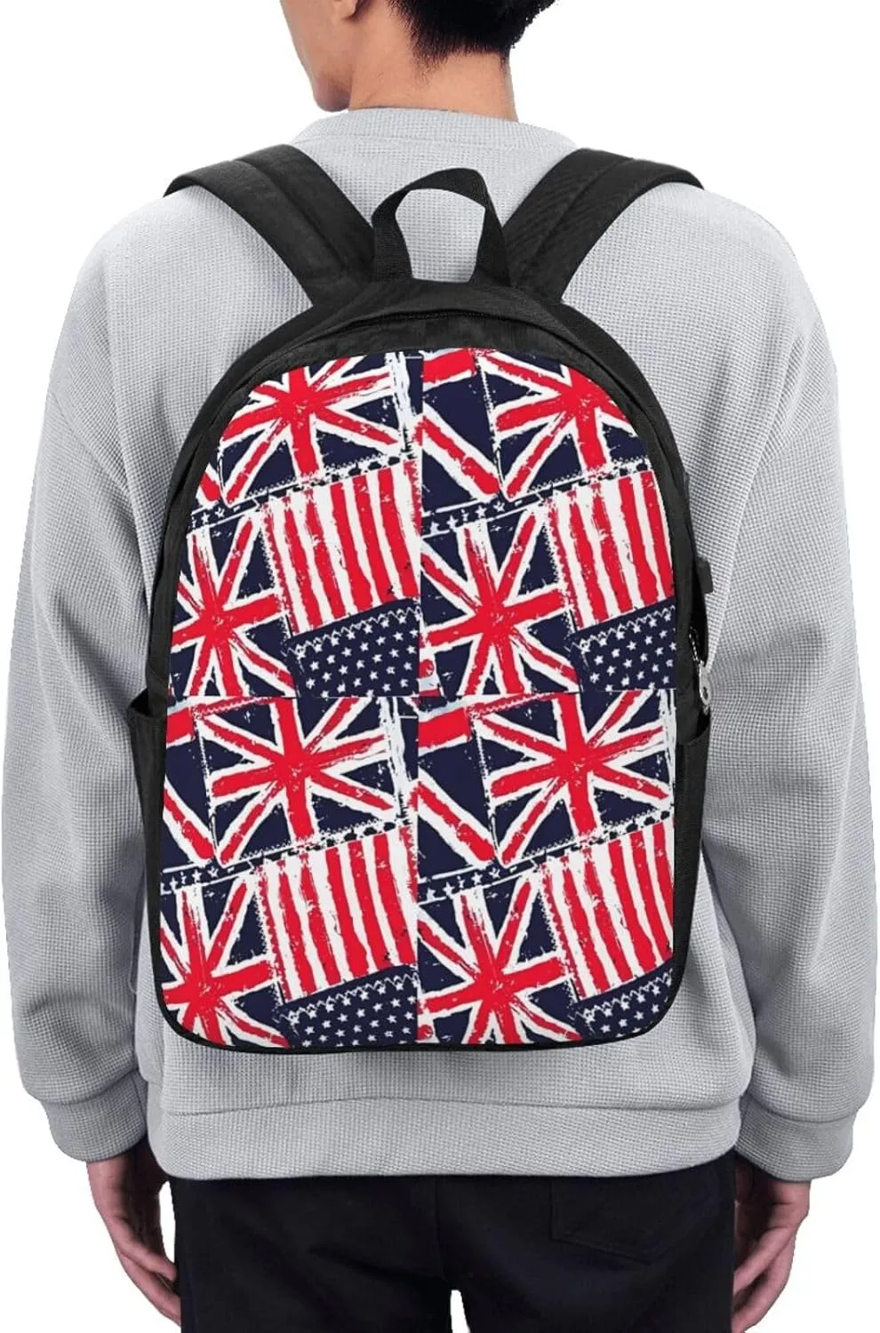 British England UK English American Flag Laptop Backpacks Travel Backpack Casual Business Daypack Sport Rucksack Computer Bag Fits up to 17 Inch Notebook with USB Port