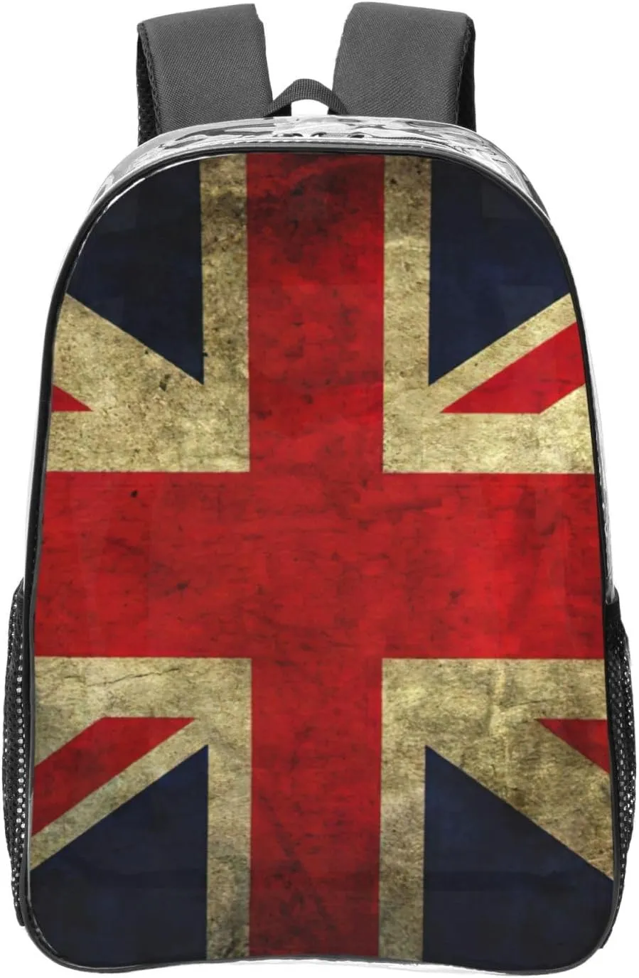 British Flag Print Large Clear PVC Backpack Men Women Suitable Bag Stadium Event Outdoor Sport Travel