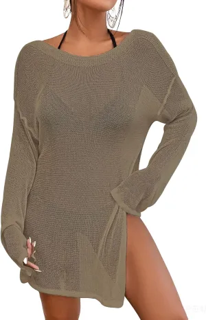 Bsubseach Crochet Swimsuit Coverup for Women Sheer Bathing Suit Cover Ups Kintted Swimwear Bikini Beach Vacation Outfits