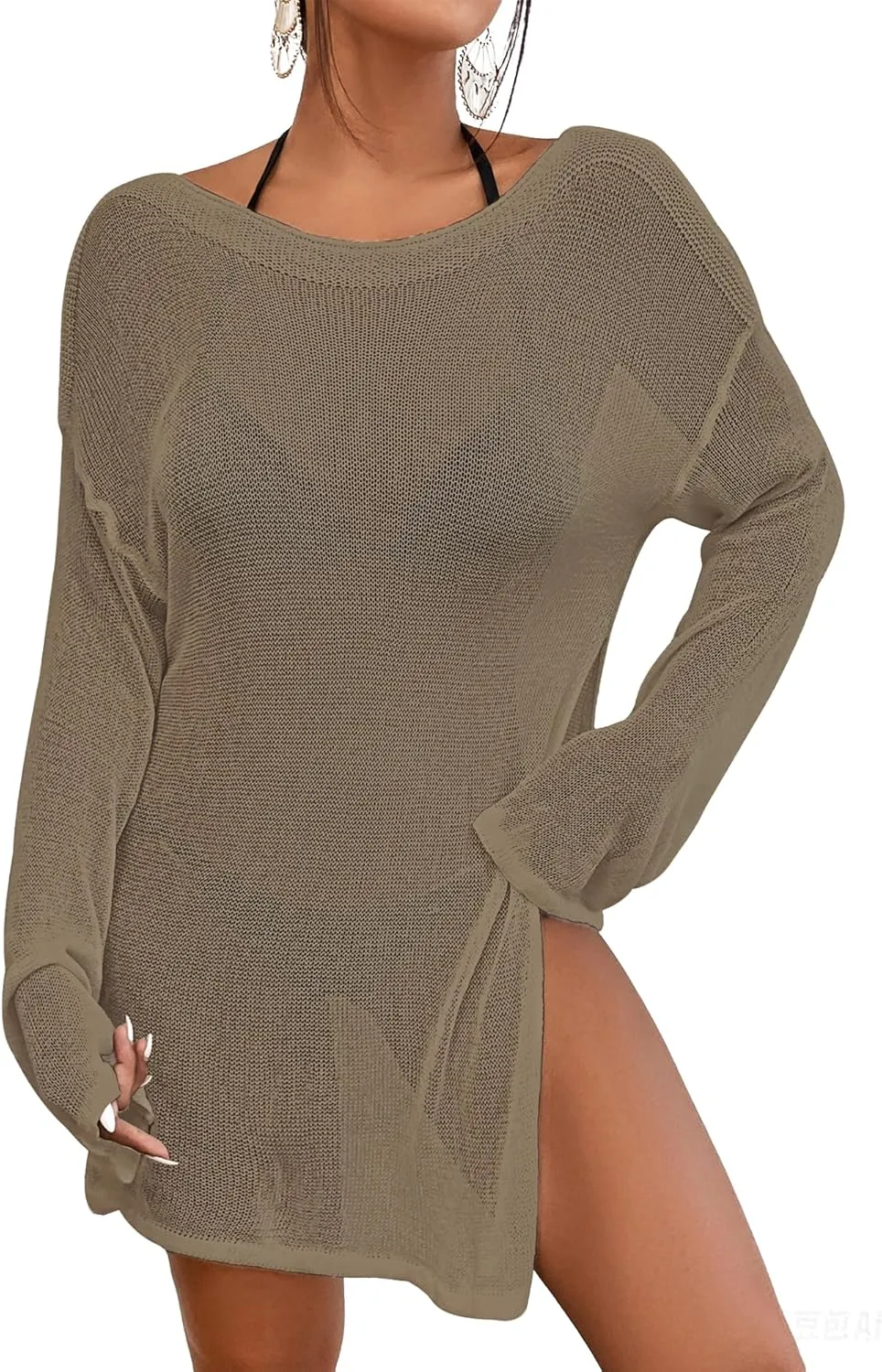 Bsubseach Crochet Swimsuit Coverup for Women Sheer Bathing Suit Cover Ups Kintted Swimwear Bikini Beach Vacation Outfits