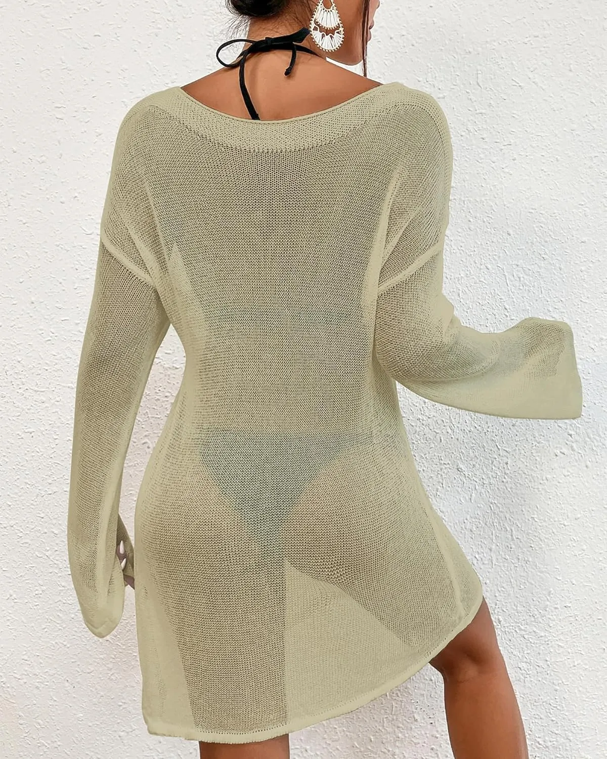 Bsubseach Crochet Swimsuit Coverup for Women Sheer Bathing Suit Cover Ups Kintted Swimwear Bikini Beach Vacation Outfits