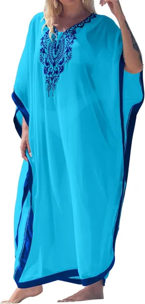 Bsubseach Women Chiffon Swimwear Turkish Kaftans Swimsuit Cover up Caftan Beach Long Dress