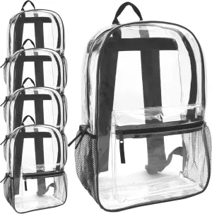 Bulk Clear Backpacks Wholesale for School 24 Pack Clear Backpacks for Boys, Girls, School, Stadium, Travel (Black Pack)