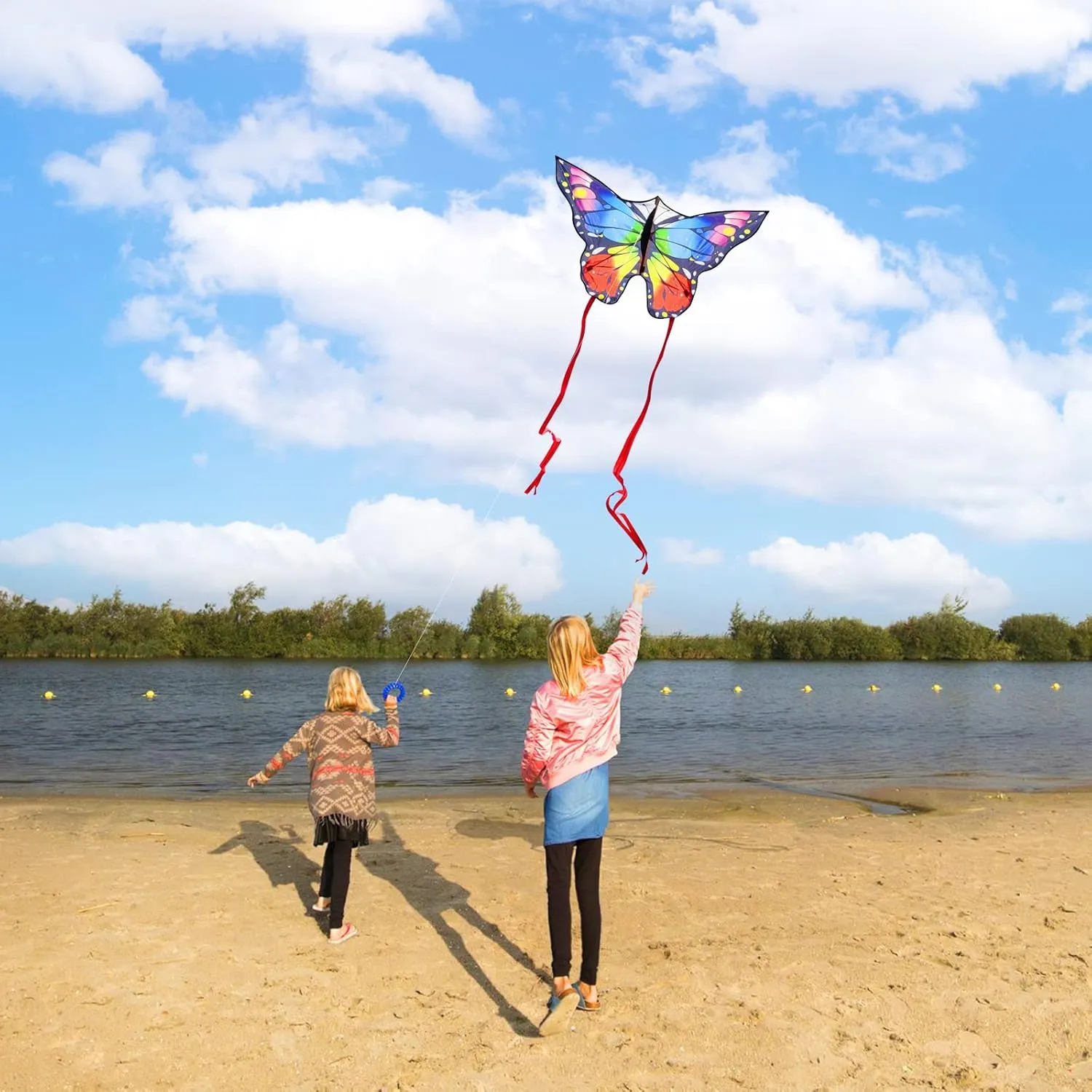Butterfly Kites for Kids and Adults, Easy to Fly Large Single Line Kite for Boys and Girls - 55" x 28" Beach Kite for Beginners, 300ft String Handle Included