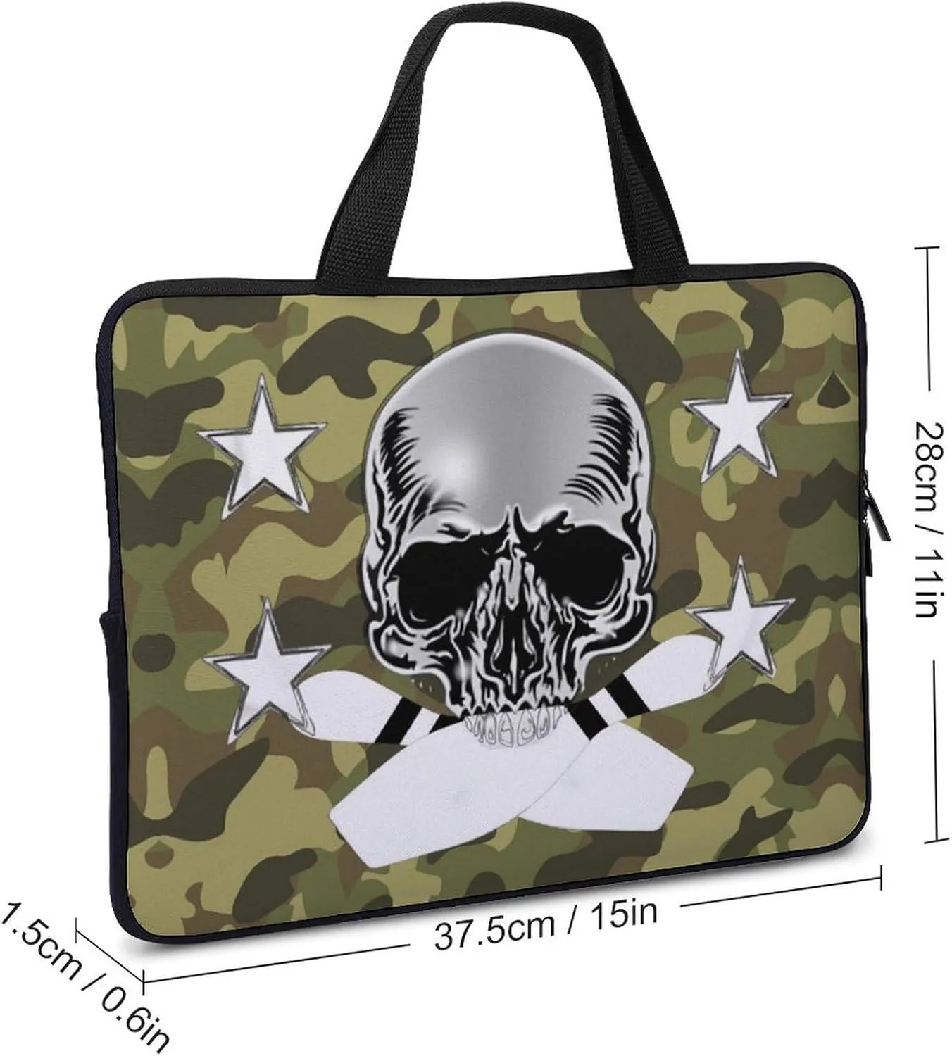 Camo Skull Bowling Ball Laptop Bag Laptop Case Computer Messenger Bag with Adjustable Shoulder Strap