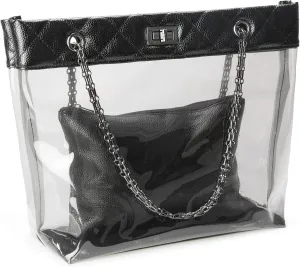 Candy Color 2 in 1 Chain Strap Clear Handbags Transparent Tote Purses for Women