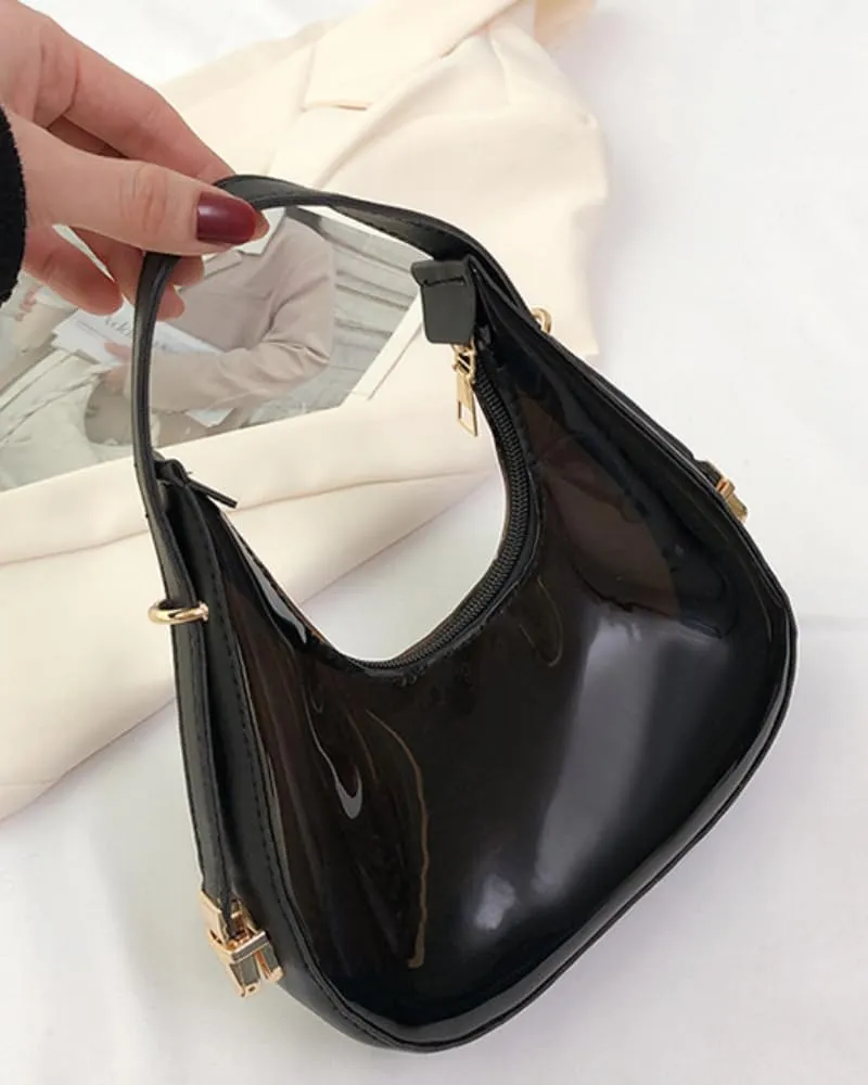 Candy Color Jelly Crossbody Bag for Women Transparent Satchel Cute Shoulder Jelly Handbag Sports Purses (Black)