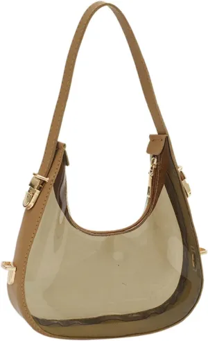 Candy Color Jelly Crossbody Bag for Women Transparent Satchel Cute Shoulder Jelly Handbag Sports Purses (khaki)