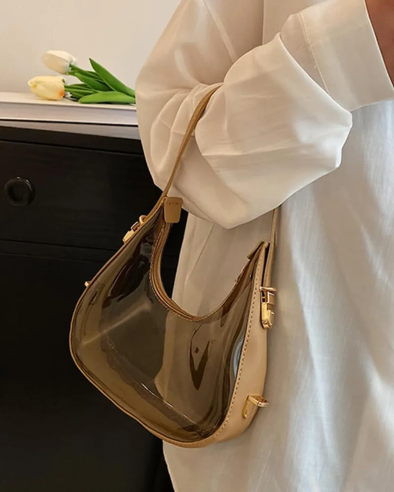 Candy Color Jelly Crossbody Bag for Women Transparent Satchel Cute Shoulder Jelly Handbag Sports Purses (khaki)