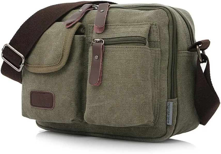Canvas Crossbody Bag, Men's Casual Shoulder Bag Outdoor Small Messenger Bag