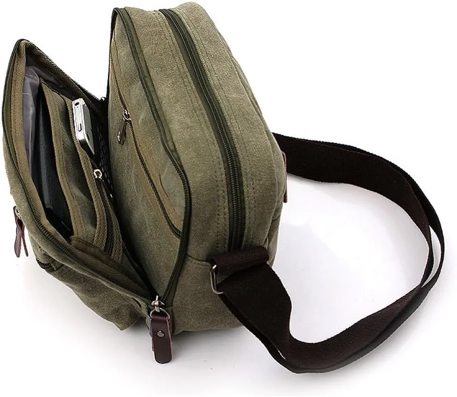 Canvas Crossbody Bag, Men's Casual Shoulder Bag Outdoor Small Messenger Bag