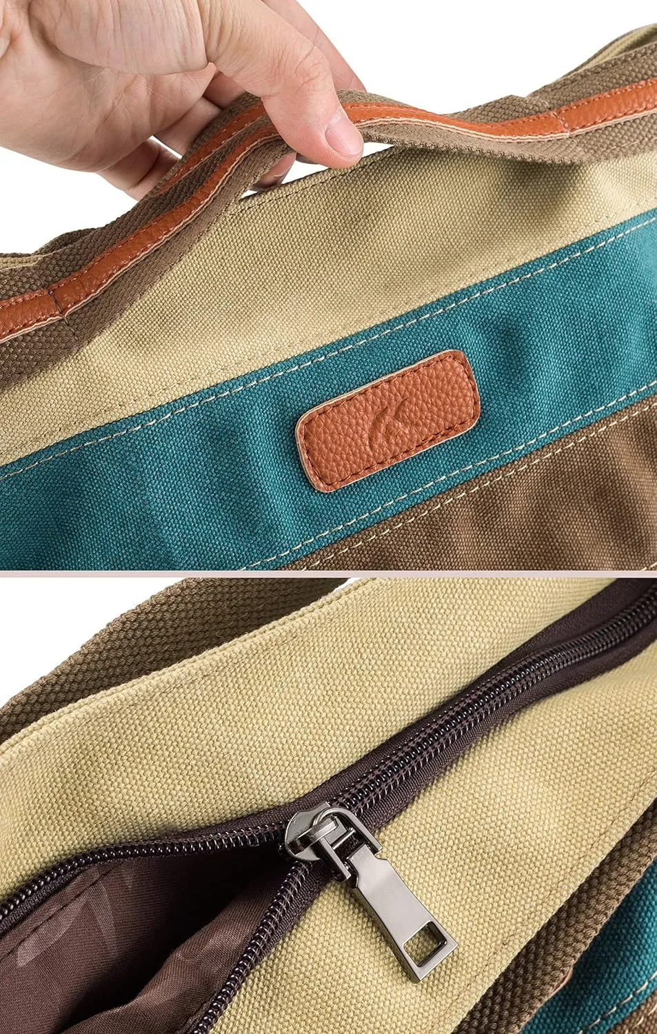 Canvas Handbag Multi-Color Striped Lattice Cross Body Shoulder Purse Bag Tote-Handbag for Women