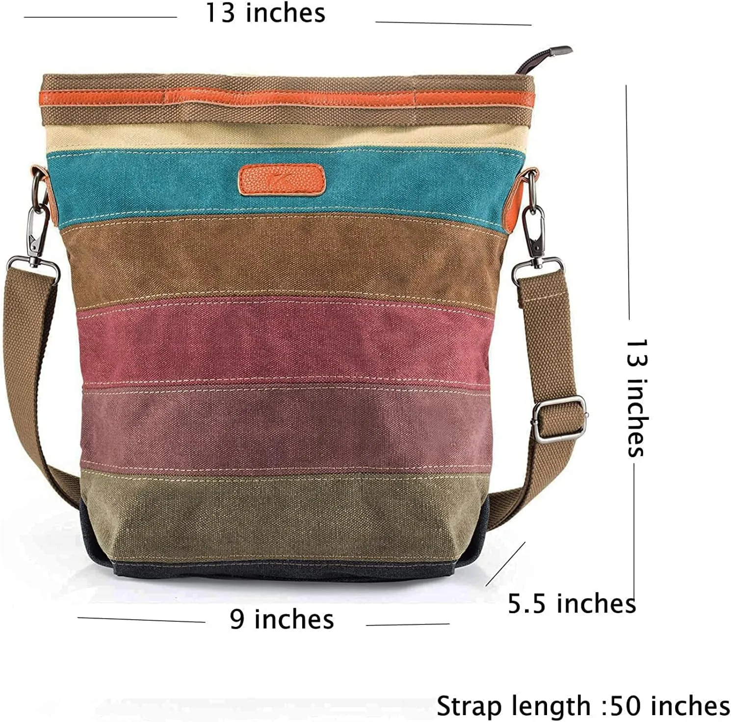 Canvas Handbag Multi-Color Striped Lattice Cross Body Shoulder Purse Bag Tote-Handbag for Women
