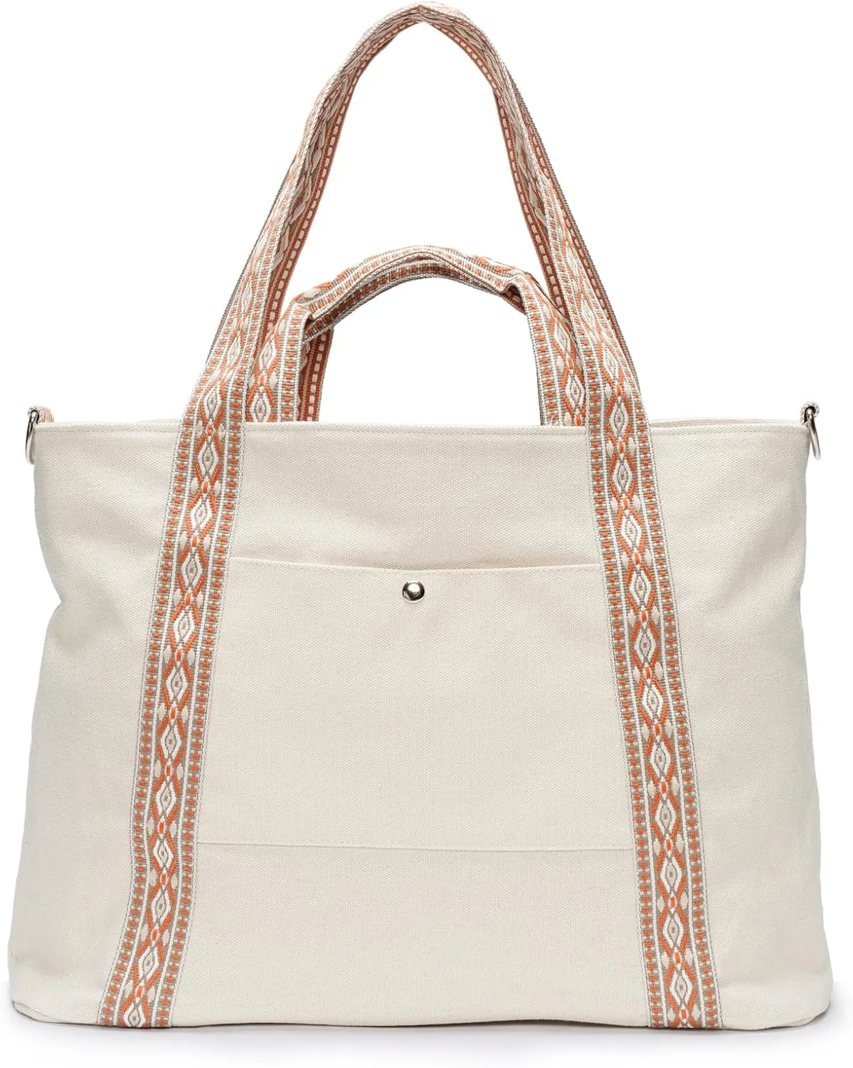 Canvas Tote Bag for Women Large Shoulder Bag Boho Top Handle Handbag Bag for Work Travel Beach Shopping 18L