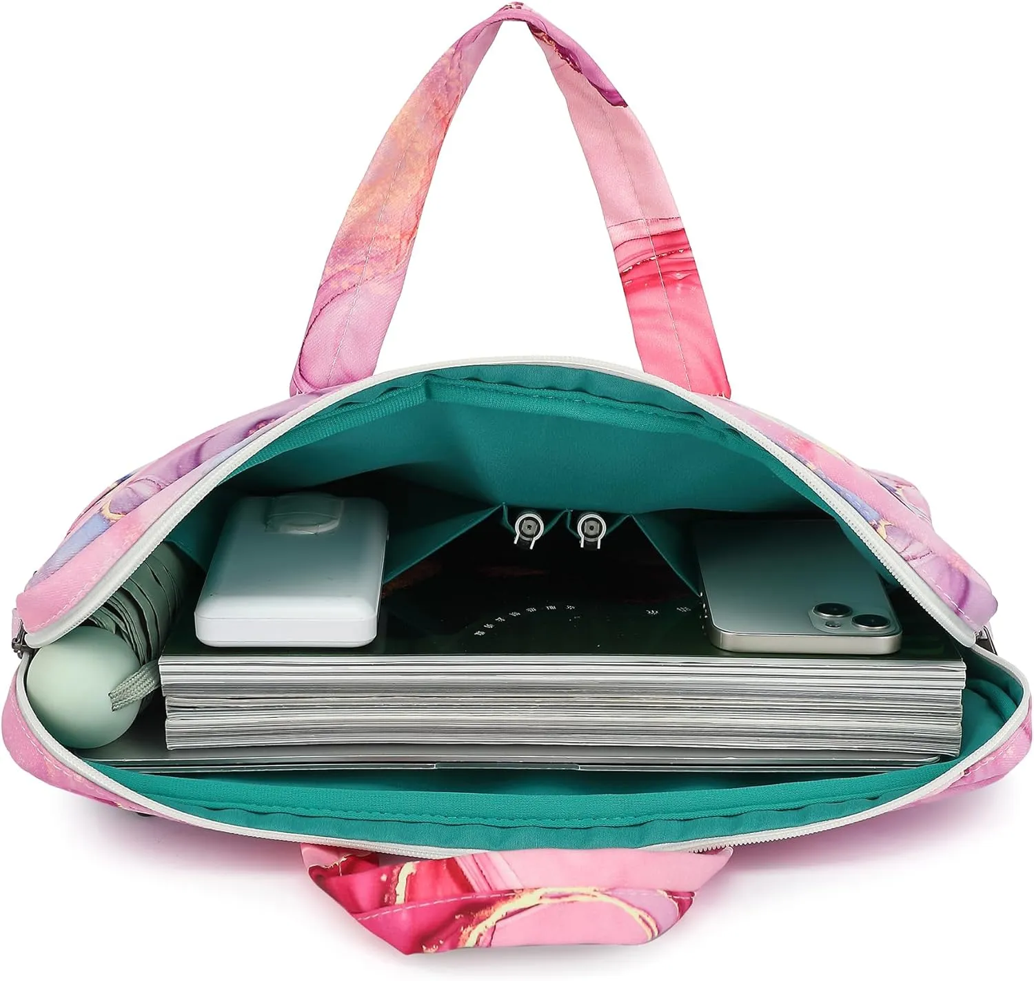 Canvaslove Muti-Pockets Laptop Case Bag,Rebound Bubble Cushioned Laptop Briefcase Shoulder Bag Fits 15.6 inch-16 inch Laptop(Pink Marble)
