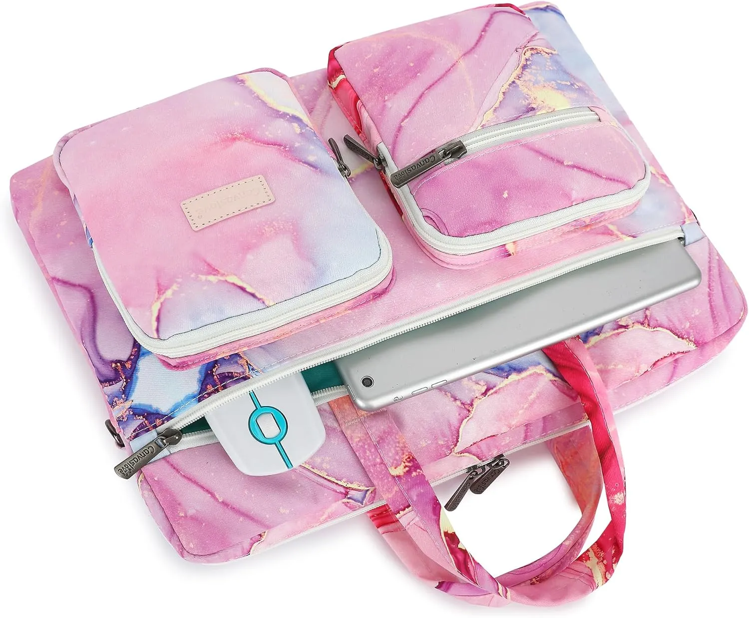 Canvaslove Muti-Pockets Laptop Case Bag,Rebound Bubble Cushioned Laptop Briefcase Shoulder Bag Fits 15.6 inch-16 inch Laptop(Pink Marble)