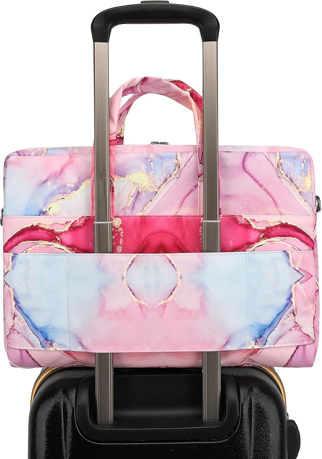 Canvaslove Muti-Pockets Laptop Case Bag,Rebound Bubble Cushioned Laptop Briefcase Shoulder Bag Fits 15.6 inch-16 inch Laptop(Pink Marble)
