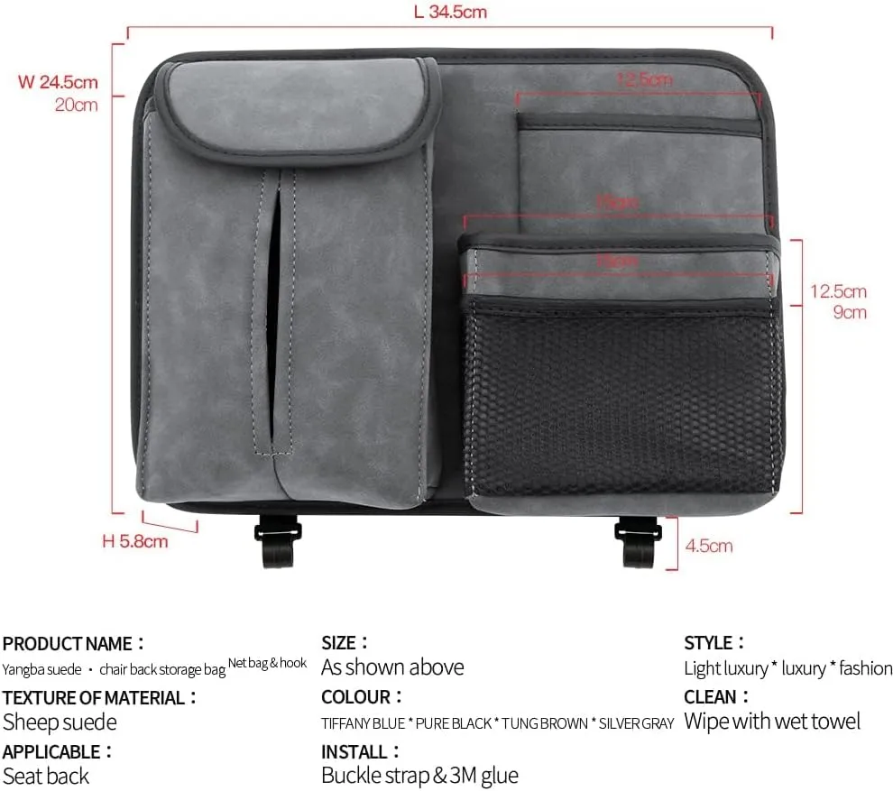 Car Seat Storage Bag for Dodge Challenger RWD 2018 2019 2020 2021 2022 2023, Kids Toy Backrest Hanging Organiser Waterproof Tissue Water Bottle Travel Accessories,Black