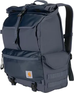 Carhartt 40L Nylon Roll Top Backpack, Heavy-Duty Water-Resistant Material W/ 17" Laptop Sleeve, Bluestone, One Size