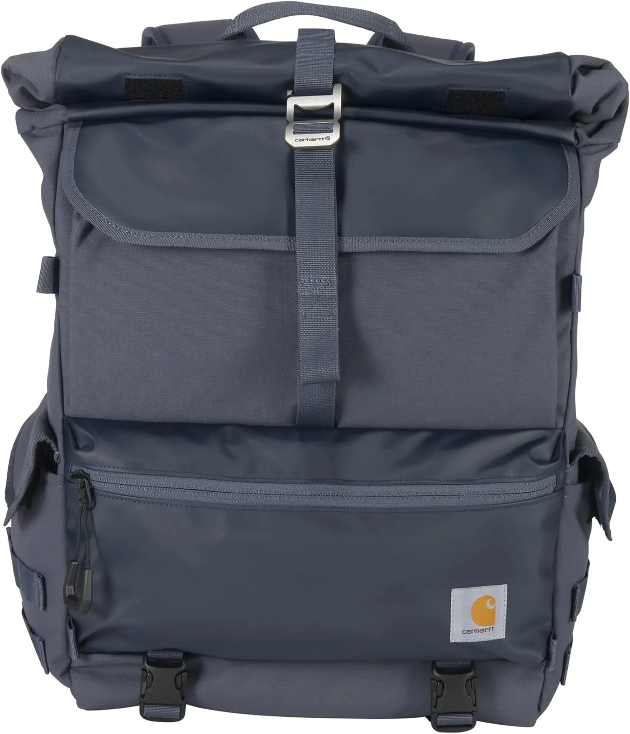 Carhartt 40L Nylon Roll Top Backpack, Heavy-Duty Water-Resistant Material W/ 17" Laptop Sleeve, Bluestone, One Size