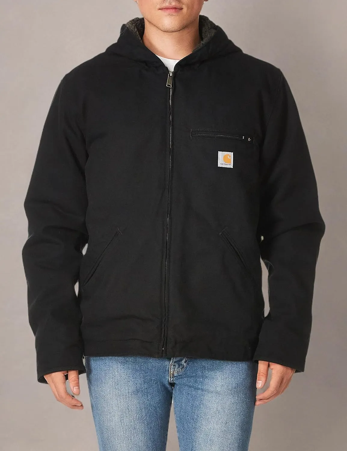 Carhartt Men's Relaxed Fit Washed Duck Sherpa-Lined Jacket