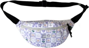Cartoon printed bear rabbit crossbody bag shoulder bag handmade messenger backpack for men and women (Black), Purple, IDBKBEFFEUS-B0C4HBYPHS