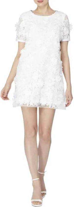 Catherine Malandrino Drucie Floral-Lace Shift Dress (Bleach White, 6)