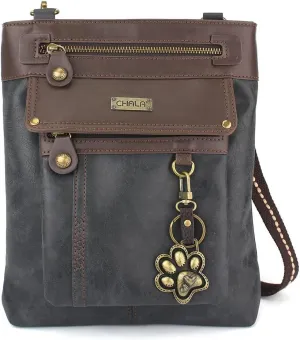 CHALA GEMINI Crossbody Canvas Gift Messenger Bag Black - Paw Print