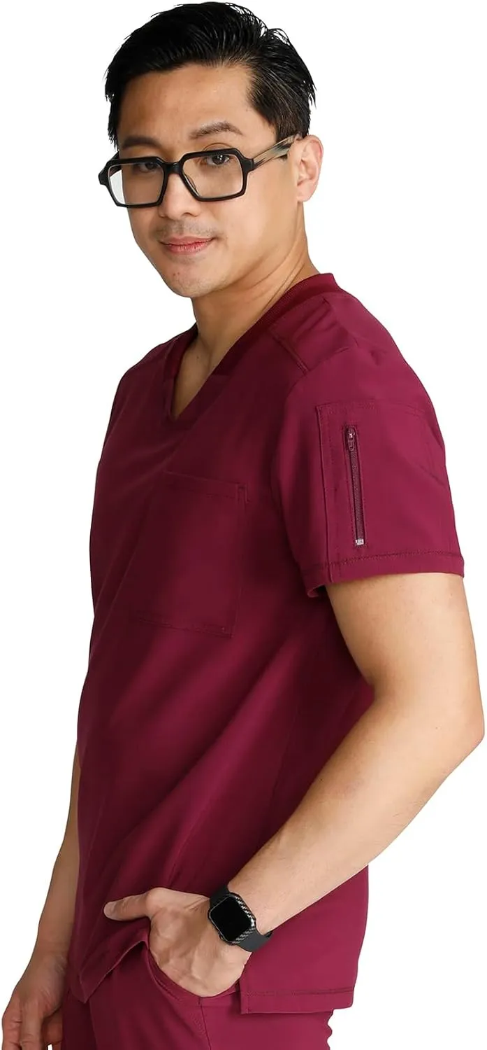 Cherokee Men's V-Neck Scrub Top Journey with 2 Pockets and Front and Back Yoke Seams and Side Vents - CK824A