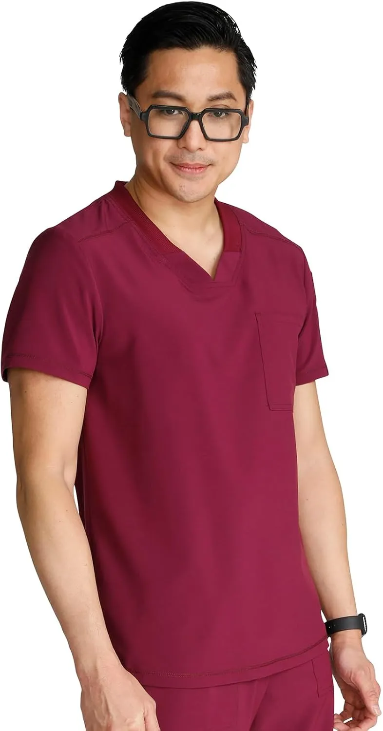 Cherokee Men's V-Neck Scrub Top Journey with 2 Pockets and Front and Back Yoke Seams and Side Vents - CK824A