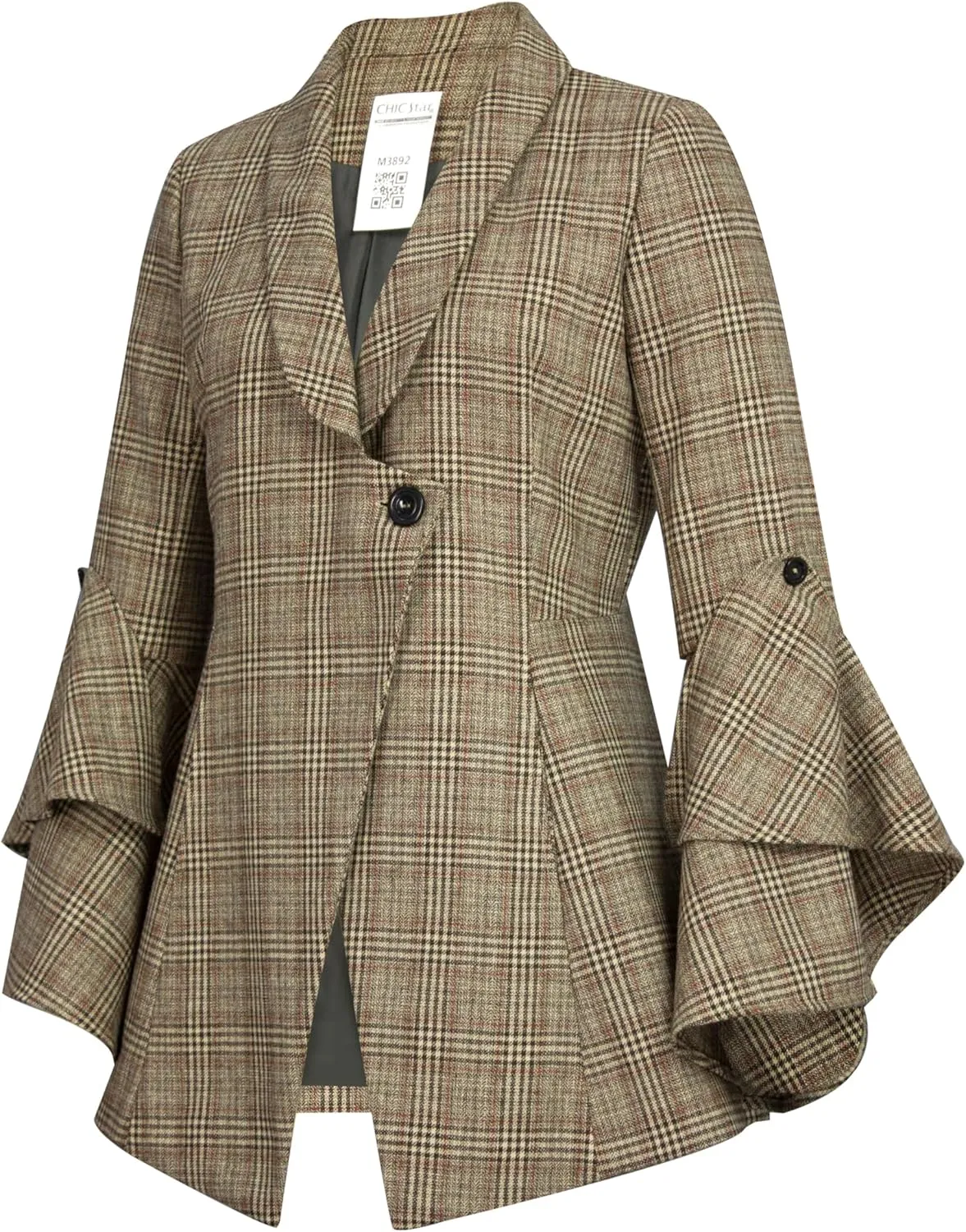 CHIC STAR Womens Wool Plaid Jacket