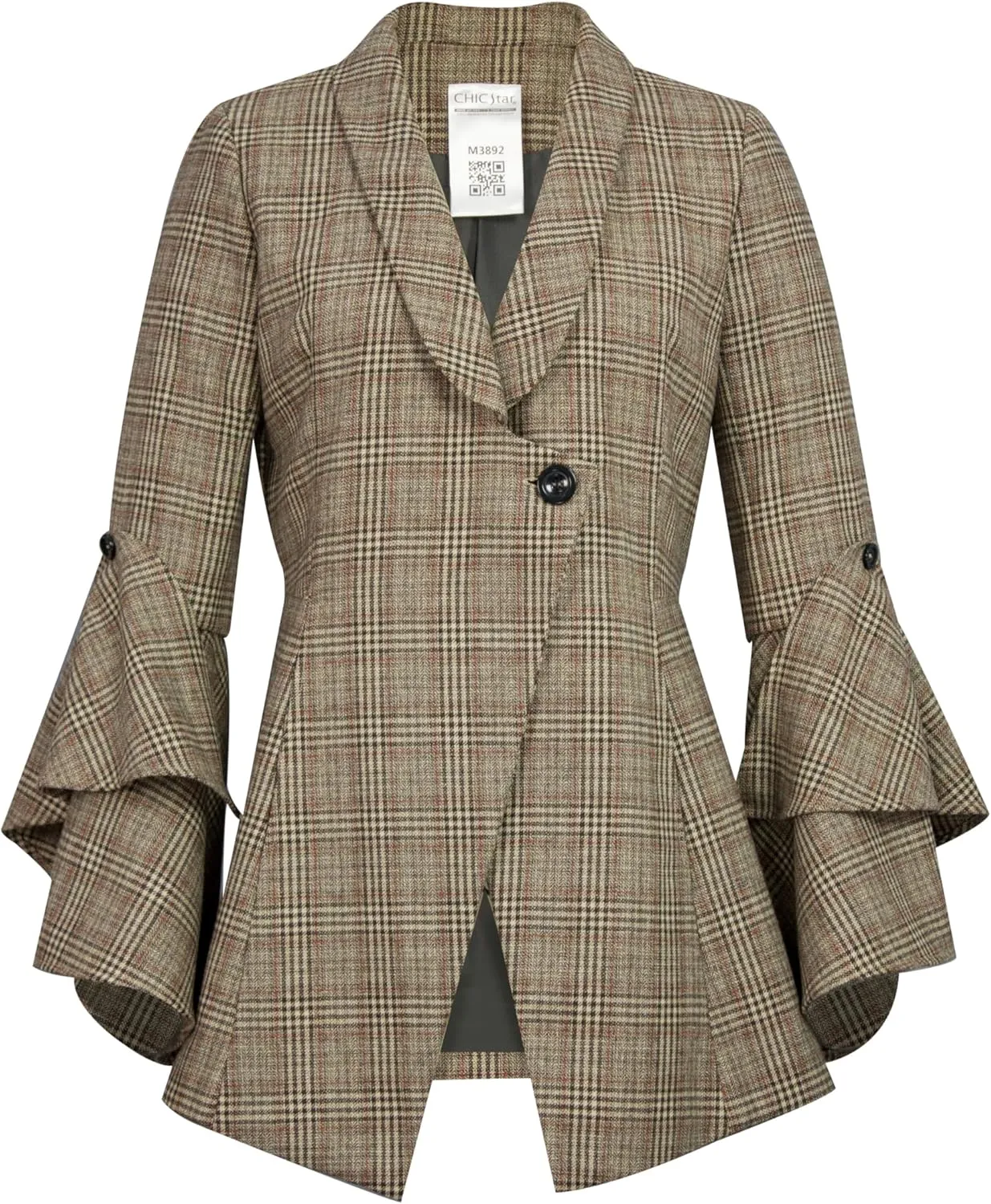 CHIC STAR Womens Wool Plaid Jacket