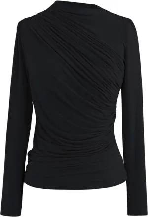 CHICWISH Women's Mock Neck Ruched Long Sleeves Knit Top