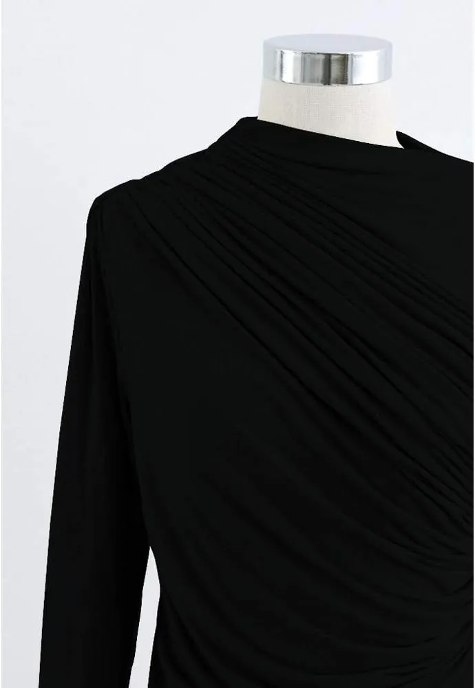 CHICWISH Women's Mock Neck Ruched Long Sleeves Knit Top