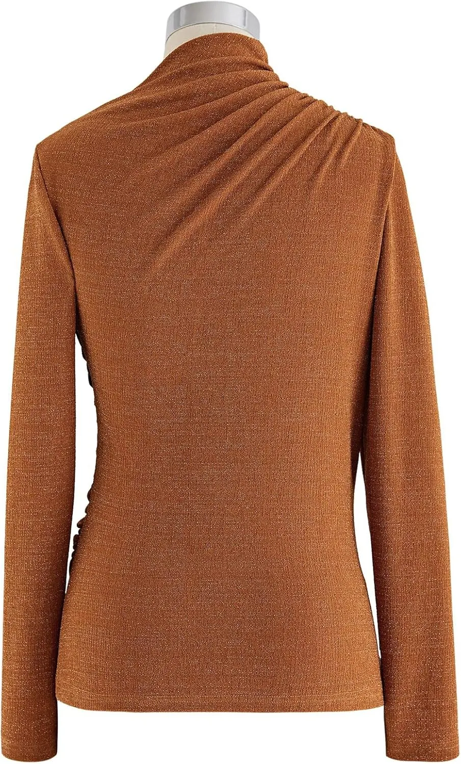CHICWISH Women's Mock Neck Ruched Long Sleeves Knit Top