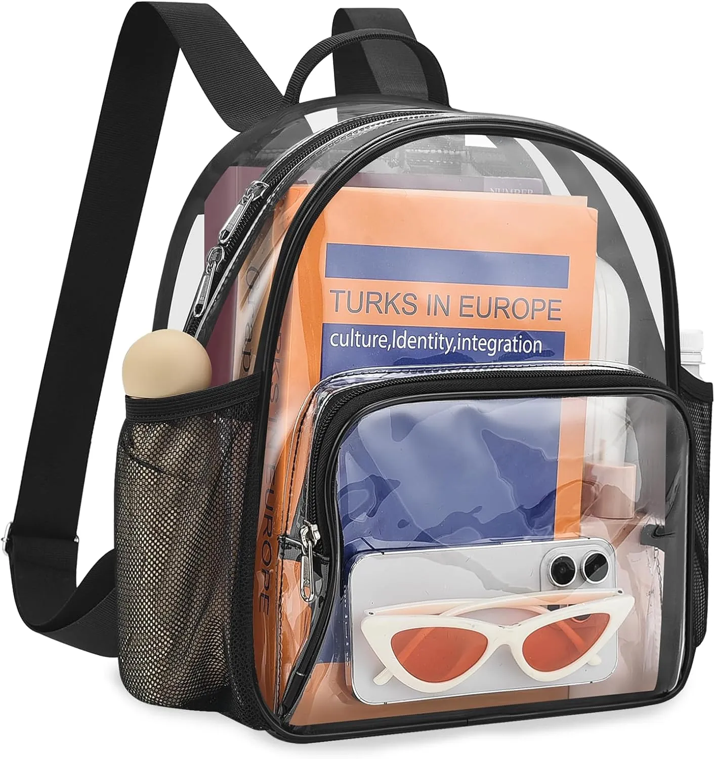 Clear Backpack for Stadium Events 12x12x6 Small Clear Backpack for Concert Sport Events Work, Black